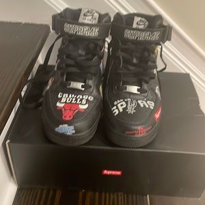 Black Supreme Air Force ones